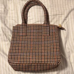 J.Crew Houndstooth Tote Bag - Brown and Tan